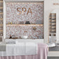polished norway rose 11x11 fan mosaic tiles in soft pink and white with subtle gray veining