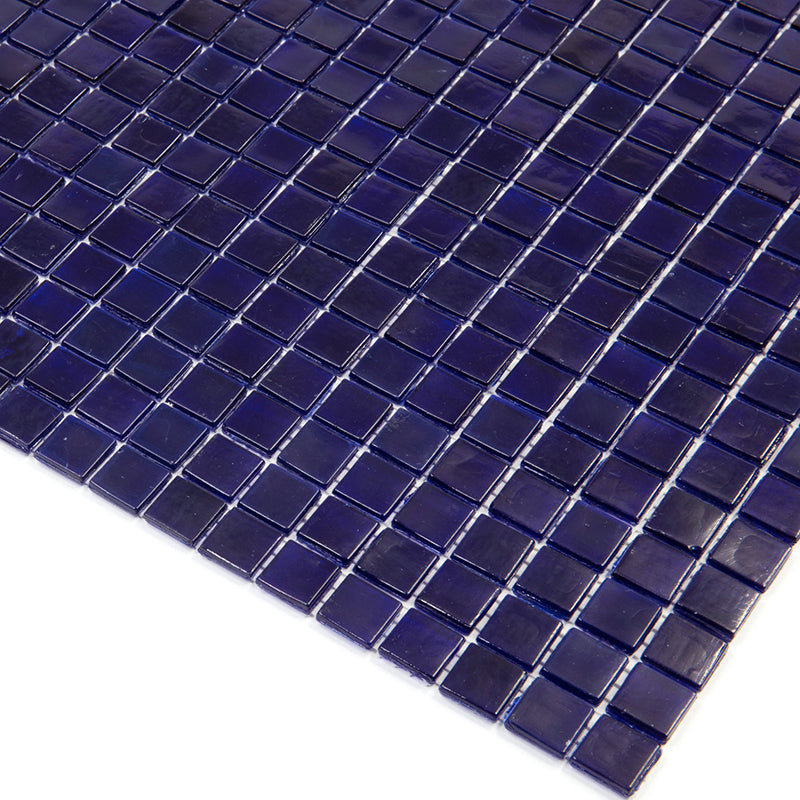 20-pack Skosh 11.6 in. x 11.6 in. Glossy Indigo Blue Glass Mosaic Wall and Floor Tile (18.69 sq ft/case) - Sample