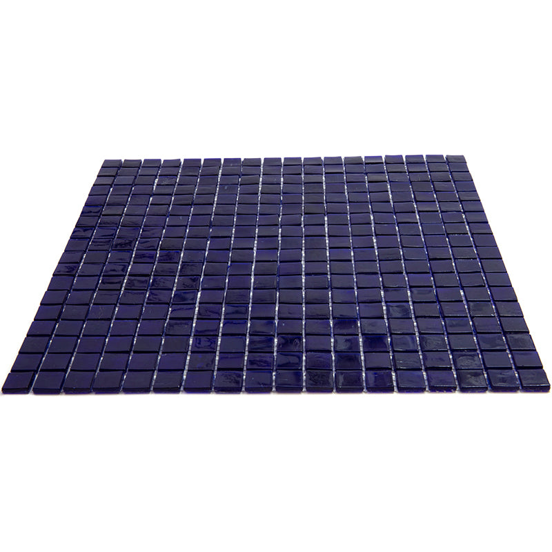 20-pack Skosh 11.6 in. x 11.6 in. Glossy Indigo Blue Glass Mosaic Wall and Floor Tile (18.69 sq ft/case) - Sample