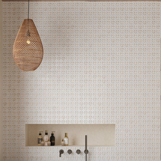 Ice White Beige 12x22 Matte Glossy Rectangle with Star Details Porcelain Large Format Tile (7 pack, 13.03 sq ft/case)