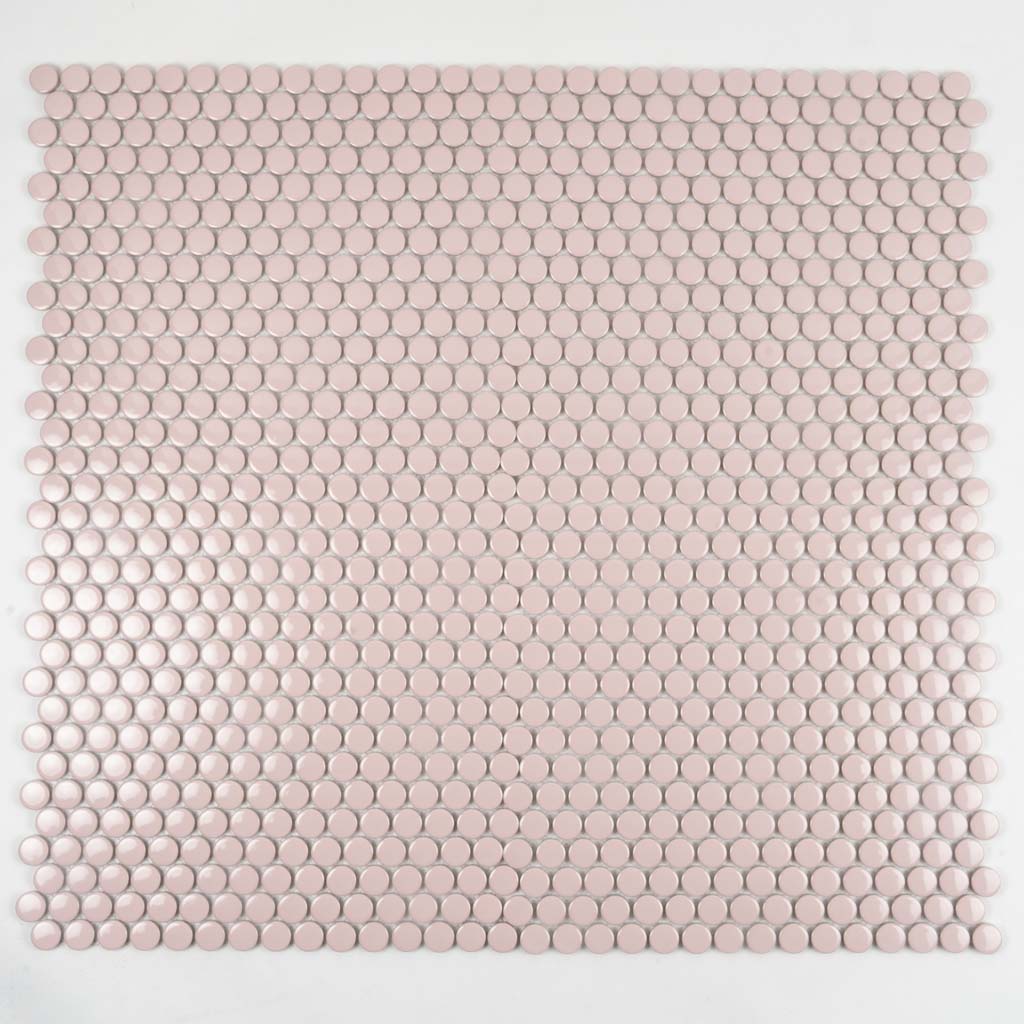 Nude Pink 12x12 Glossy Penny Round Porcelain Mosaic Tile (10 pack, 9.87 sq ft/case) - Sample