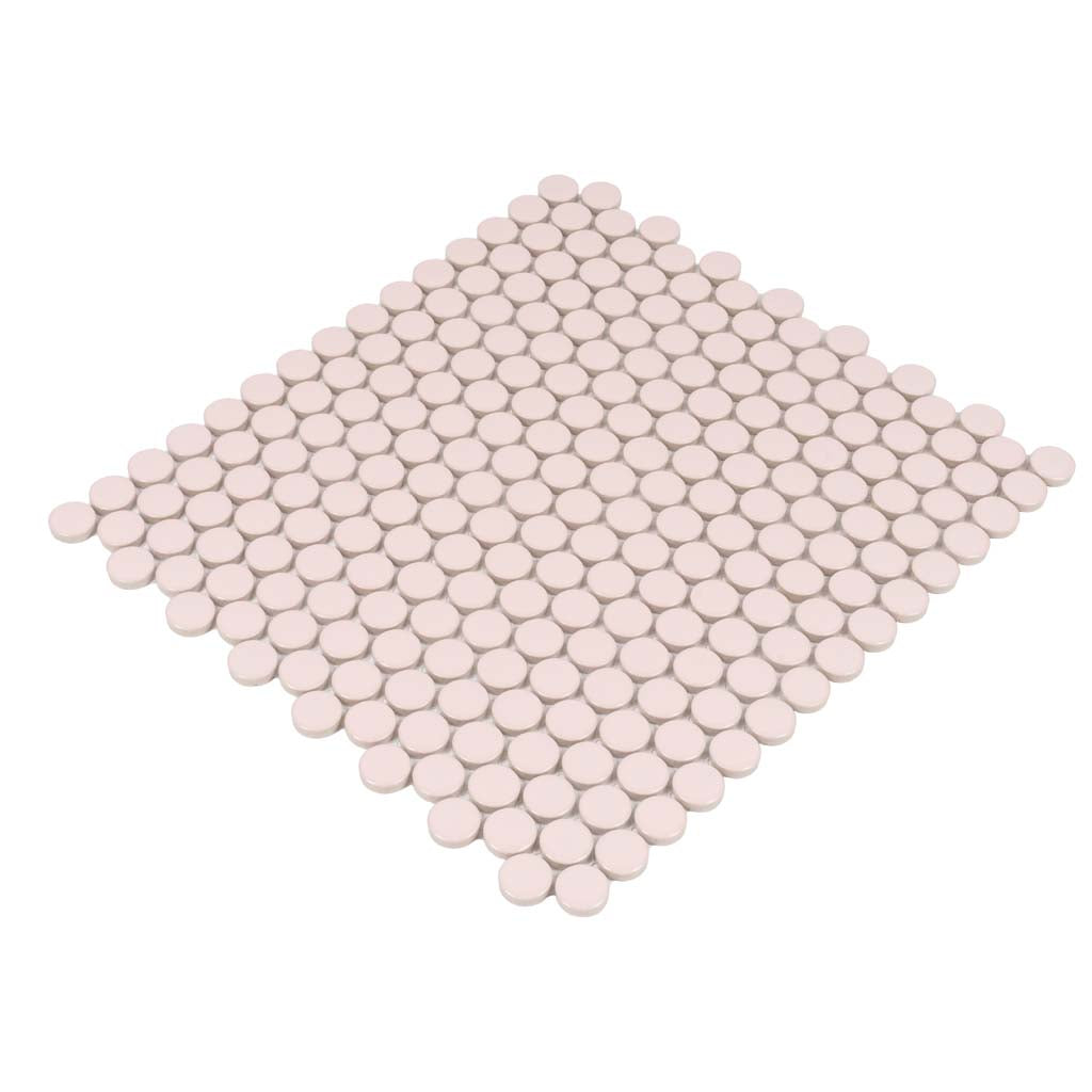 Nude Pink 12x12 Glossy Penny Round Porcelain Mosaic Tile (10 pack, 9.87 sq ft/case) - Sample