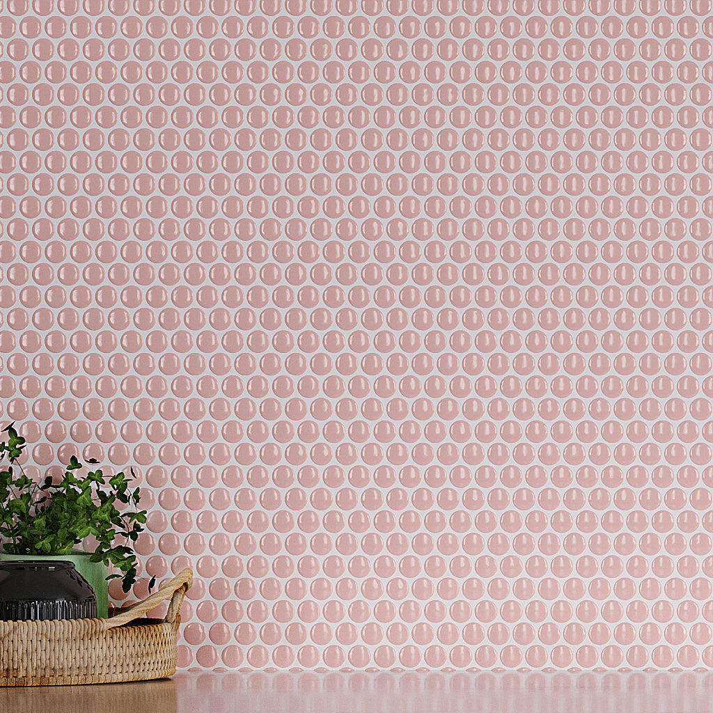Nude Pink 12x12 Glossy Penny Round Porcelain Mosaic Tile (10 pack, 9.87 sq ft/case)