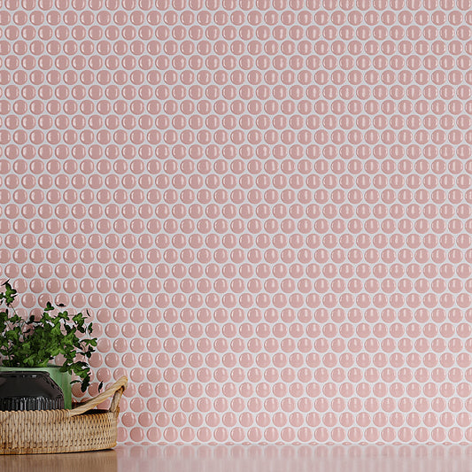 Nude Pink 12x12 Glossy Penny Round Porcelain Mosaic Tile (10 pack, 9.87 sq ft/case)