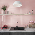 Glossy nude pink porcelain penny round mosaic tile backsplash for kitchen or bathroom