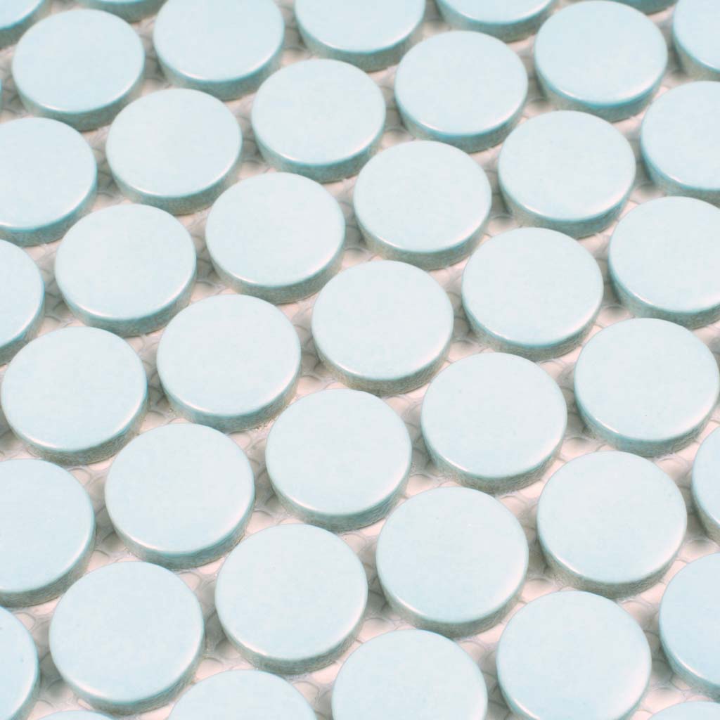 Cyan Blue 12x12 Matte Penny Round Porcelain Mosaic Tile (10 pack, 9.87 sq ft/case) - Sample