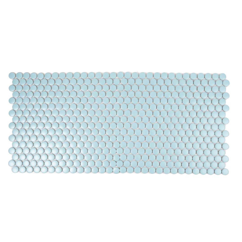 Cyan Blue 12x12 Matte Penny Round Porcelain Mosaic Tile (10 pack, 9.87 sq ft/case) - Sample
