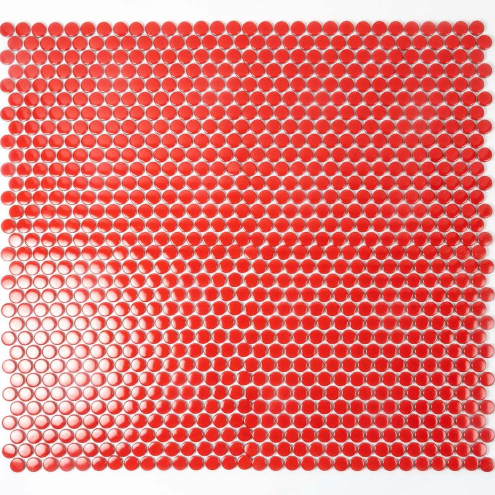 Red Penny Round Accent Wall Tile