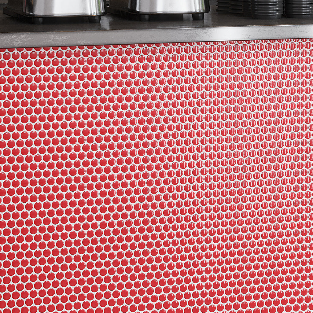 Red 12x12 Glossy Penny Round Porcelain Mosaic Tile (10 pack, 9.87 sq ft/case)