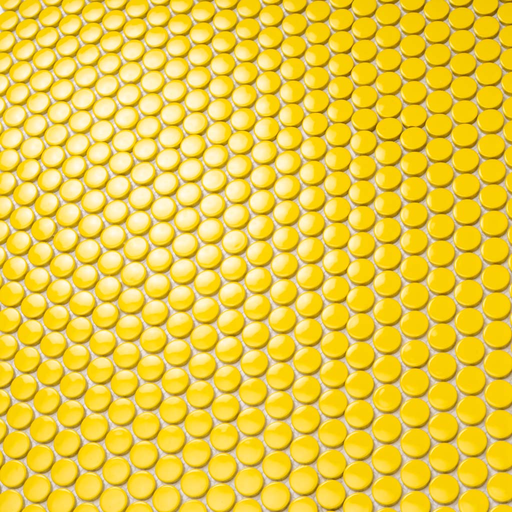 10 pack Cirkel 0.75 in. x 0.75 in. Glossy Yellow Porcelain Penny Round Wall and Floor Tile (9.87 sq ft/case) - Sample
