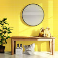 Yellow glossy porcelain penny round mosaic tile on wall surface