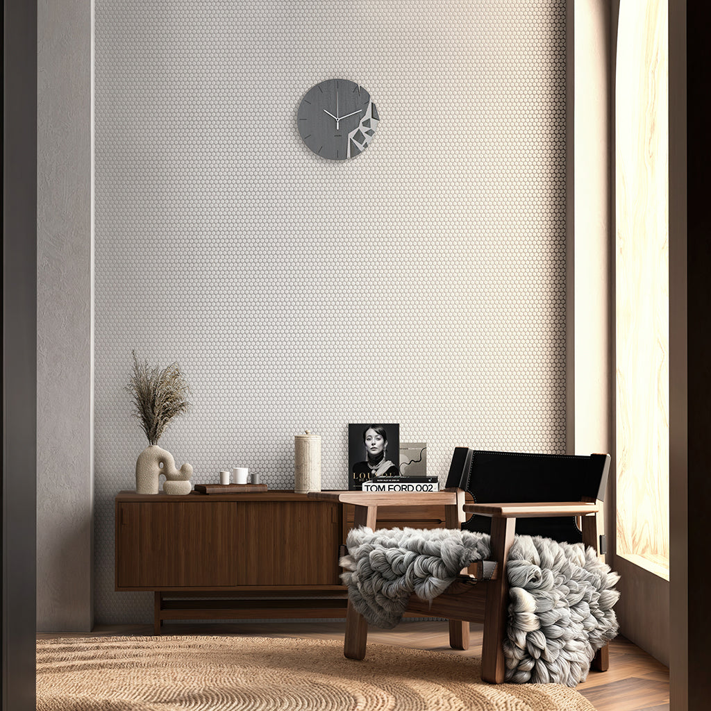 Cirkel White 11.46 in. x 12.4 in. Glossy Porcelain Mosaic Wall and Floor Tile (22 Cases, 217.14 sq ft/Pallet)