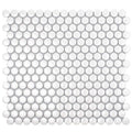 Sample - Cotton White 12x12 Glossy Penny Round Porcelain Mosaic Tile (10 pack, 9.87 sq ft/case)