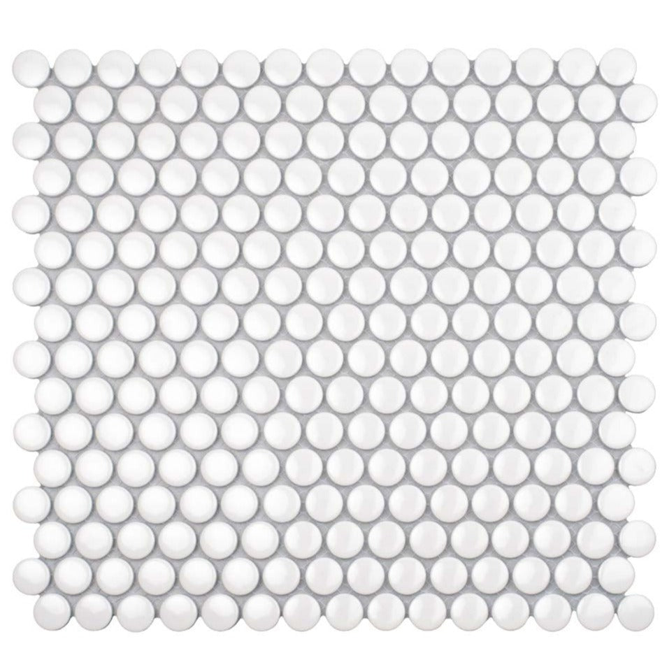 1X1 Cirkel Glossy White Porcelain Tile
