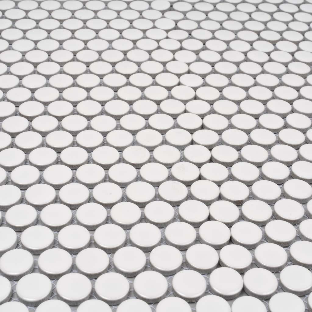 1X1 Cirkel Glossy White Porcelain Penny Round Tile