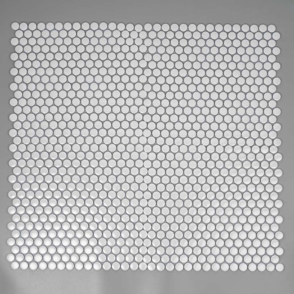 White Penny Round Backsplash Tile