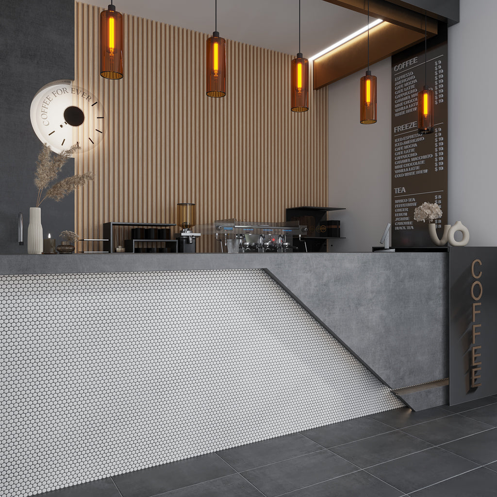 1X1 Cirkel Glossy White Porcelain Penny Tile
