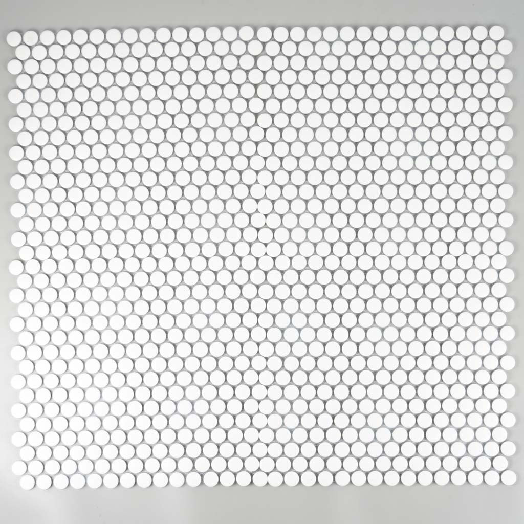 Pearl White 12x12 Matte Penny Round Porcelain Mosaic Tile (10 pack, 9.87 sq ft/case) - Sample