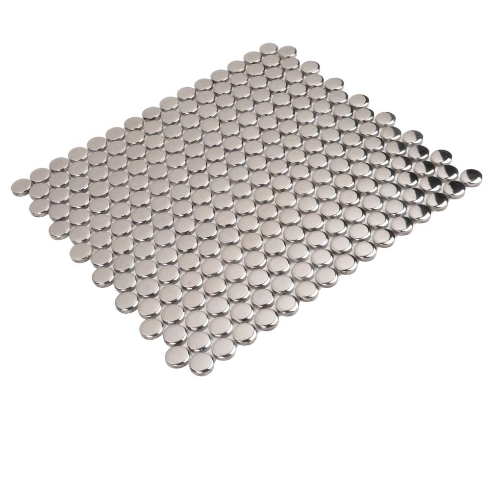 Metallic Silver 12x12 Glossy Penny Round Porcelain Mosaic Tile (10 pack, 9.87 sq ft/case) - Sample