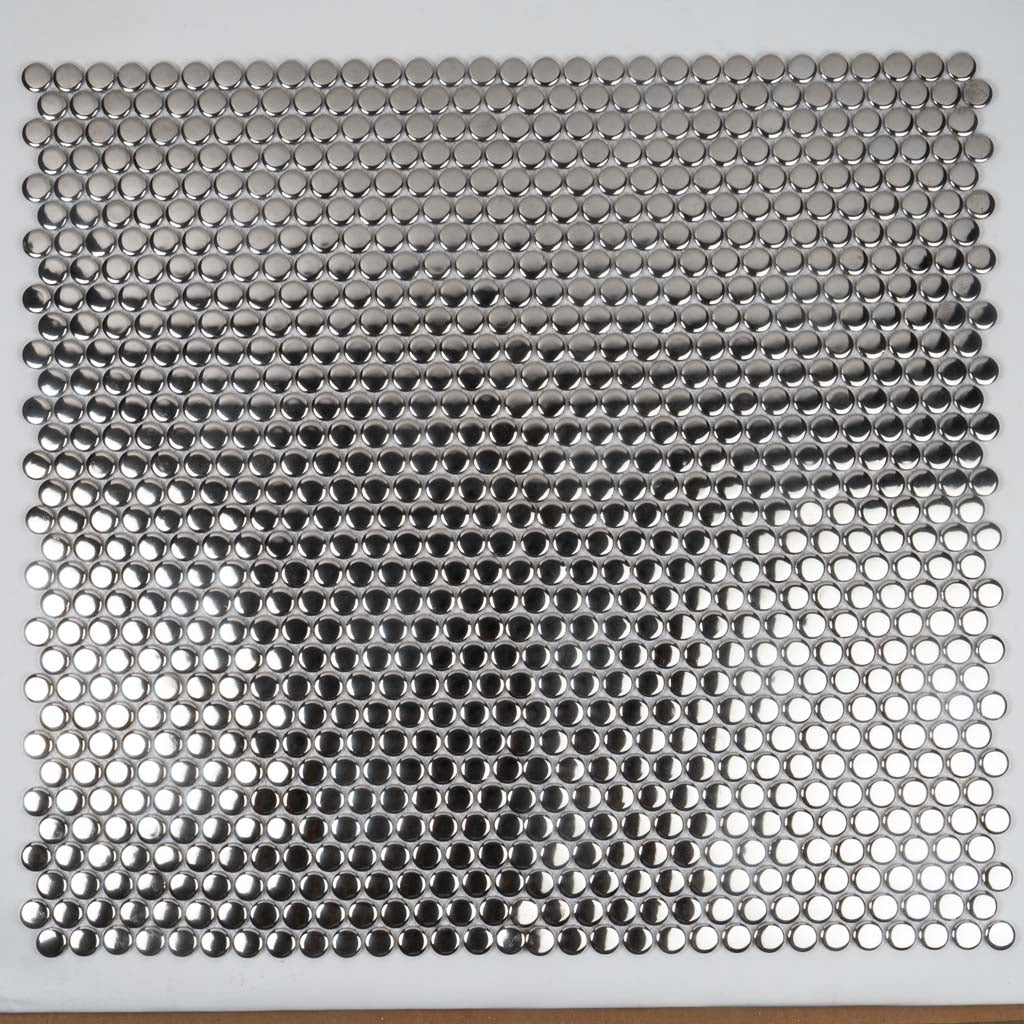 Metallic Silver 12x12 Glossy Penny Round Porcelain Mosaic Tile (10 pack, 9.87 sq ft/case) - Sample