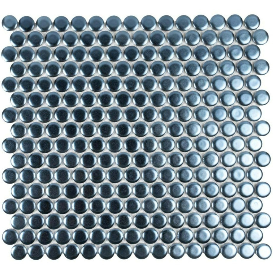 Denim Blue 12x12 Matte Penny Round Porcelain Mosaic Tile (10 pack, 9.87 sq ft/case) - Sample