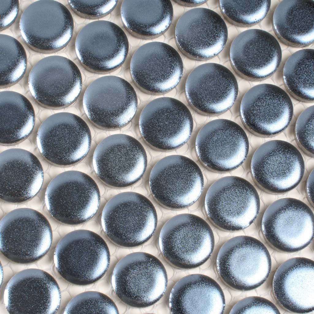 Denim Blue 12x12 Matte Penny Round Porcelain Mosaic Tile (10 pack, 9.87 sq ft/case) - Sample
