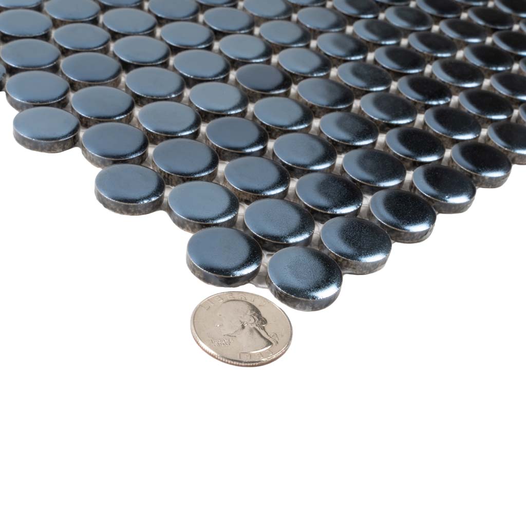 Denim Blue 12x12 Matte Penny Round Porcelain Mosaic Tile (10 pack, 9.87 sq ft/case) - Sample