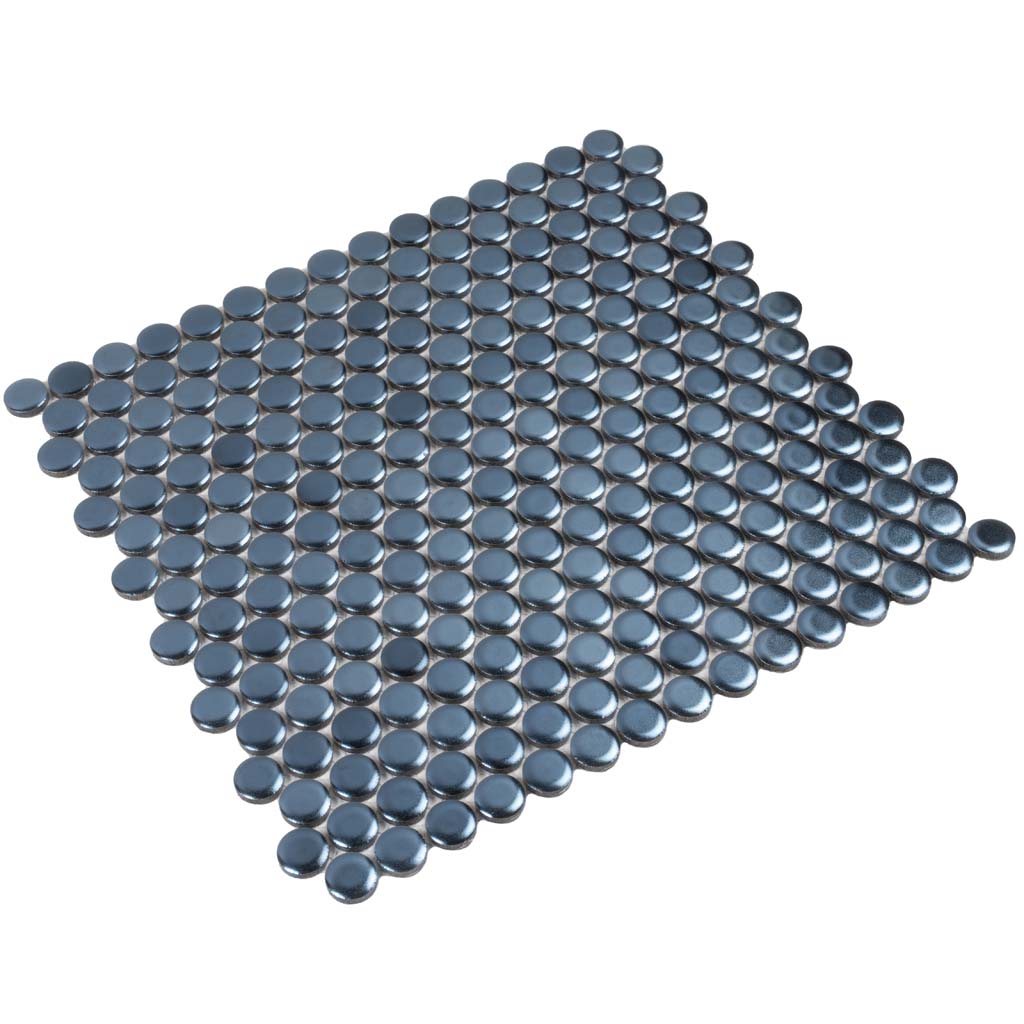 Denim Blue 12x12 Matte Penny Round Porcelain Mosaic Tile (10 pack, 9.87 sq ft/case) - Sample