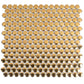 Gold 12x12 Glossy Penny Round Porcelain Mosaic Tile (10 pack, 9.87 sq ft/case) - Sample