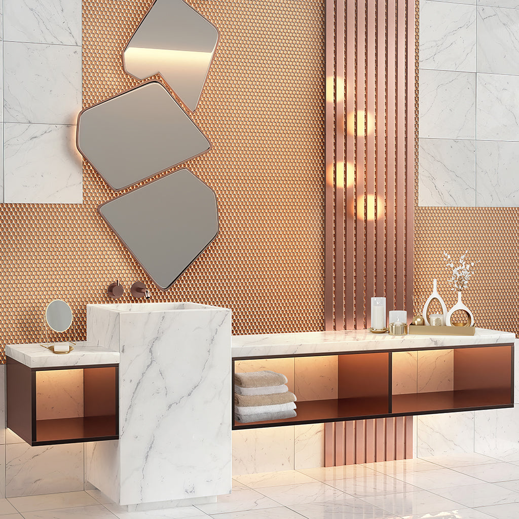 Cirkel Gold 11.46 in. x 12.4 in. Matte Porcelain Mosaic Wall and Floor Tile (15 Cases, 148.05 sq ft/Pallet)