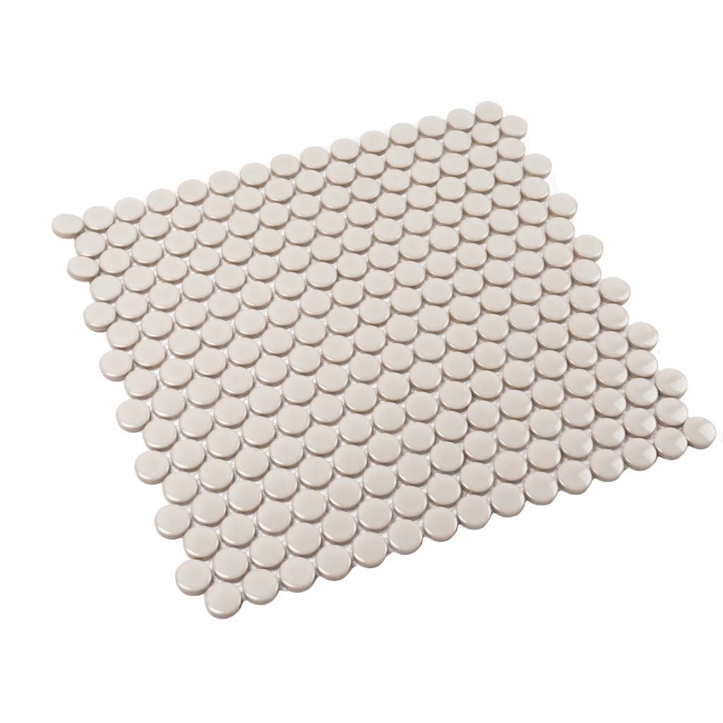 Portland Gray 12x12 Glossy Penny Round Porcelain Mosaic Tile (10 pack, 9.87 sq ft/case) - Sample