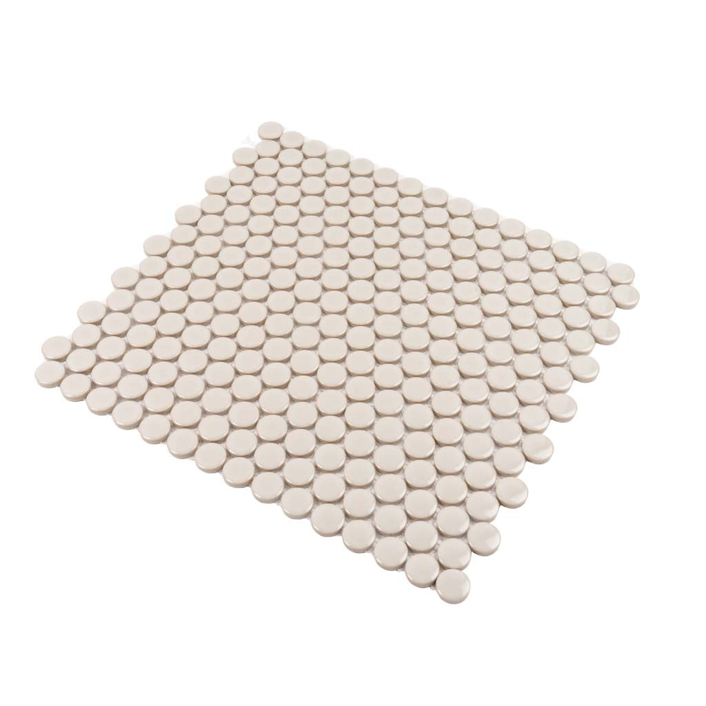 Portland Gray 12x12 Glossy Penny Round Porcelain Mosaic Tile (10 pack, 9.87 sq ft/case) - Sample