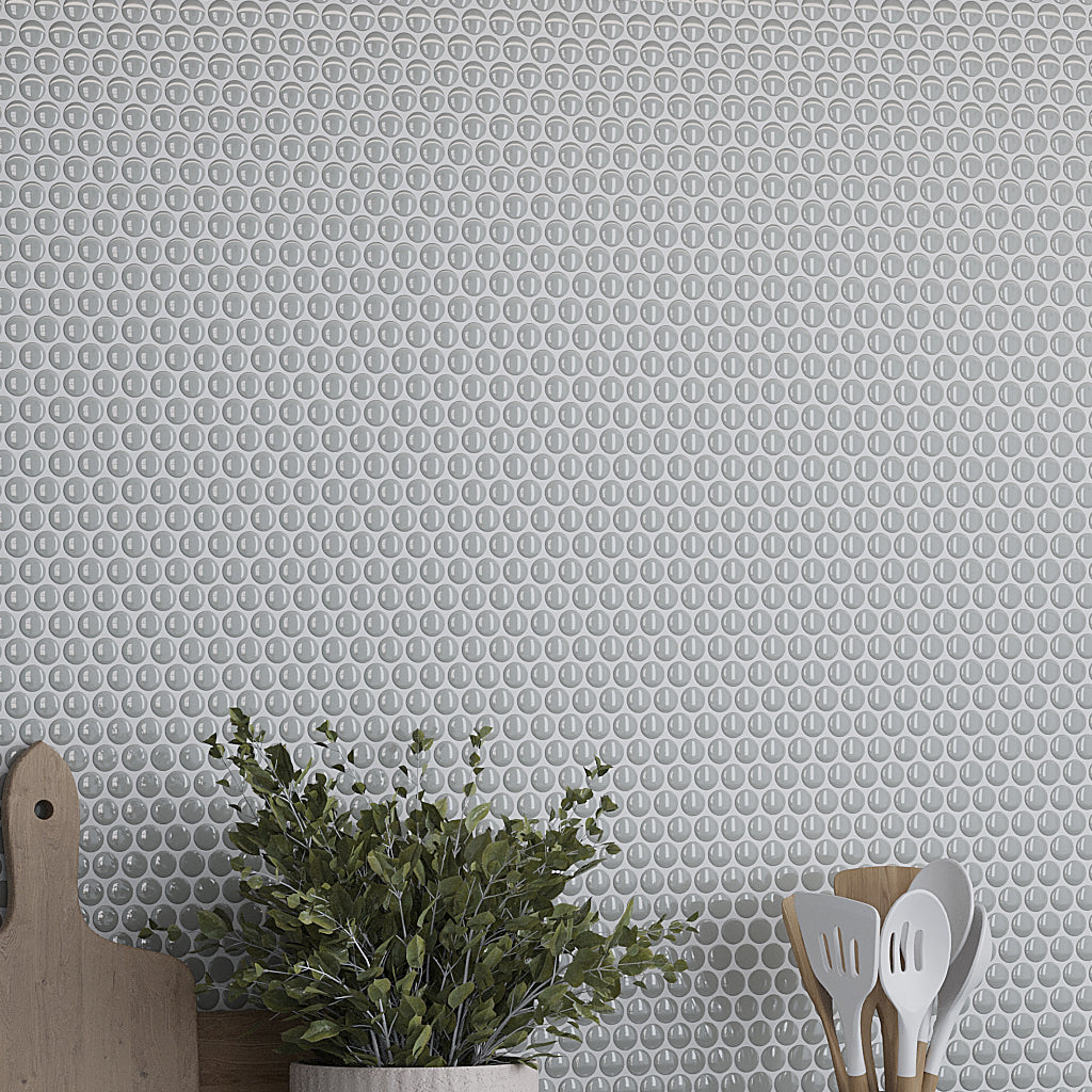Portland Gray 12x12 Glossy Penny Round Porcelain Mosaic Tile (10 pack, 9.87 sq ft/case)