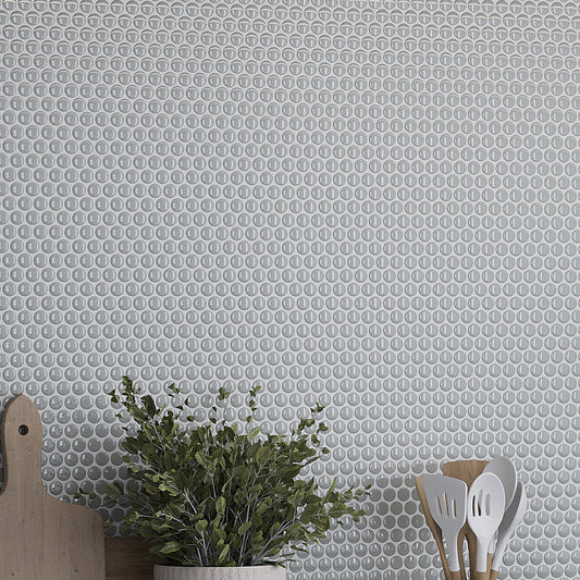 Portland Gray 12x12 Glossy Penny Round Porcelain Mosaic Tile (10 pack, 9.87 sq ft/case)