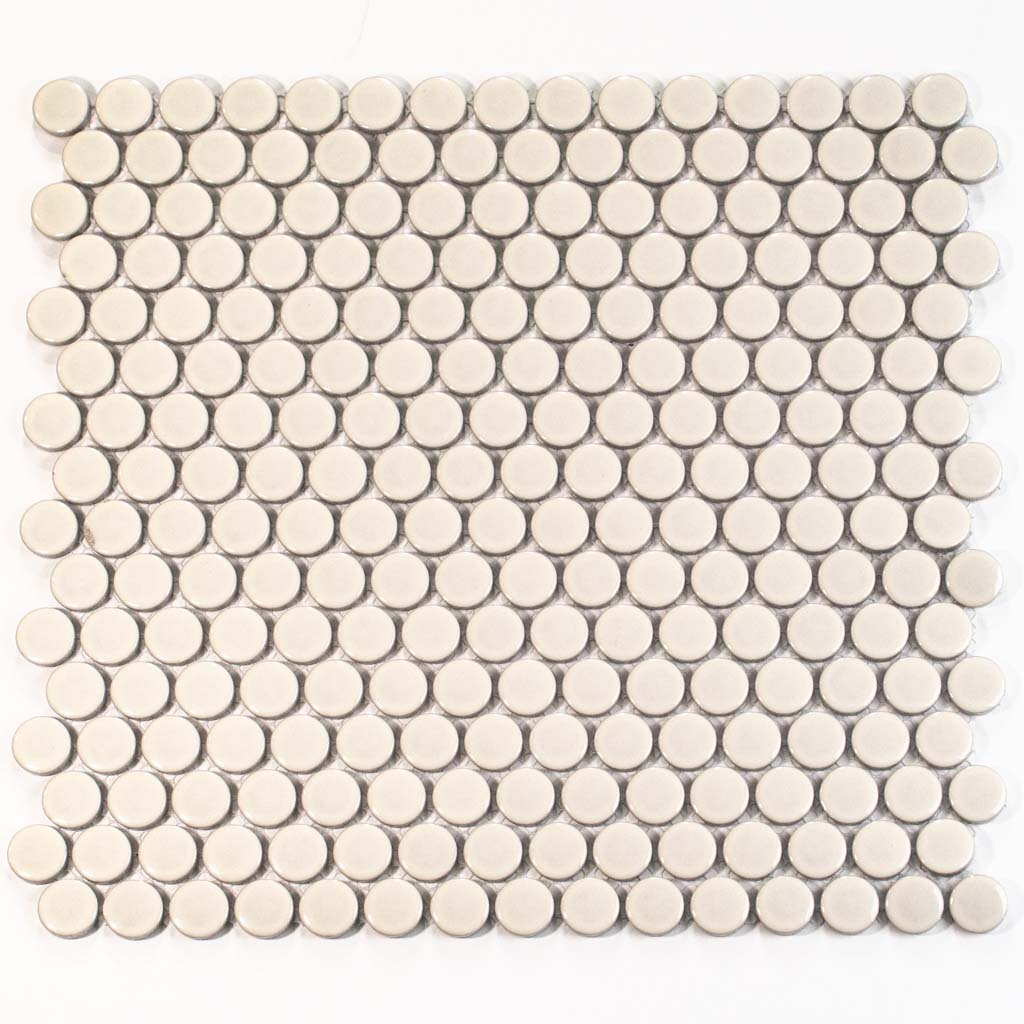 1x1 Cirkel Beige Glossy Penny Tile