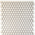 Sample - Ivory Beige 12x12 Glossy Penny Round Porcelain Mosaic Tile (10 pack, 9.87 sq ft/case)