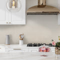 Ivory beige glossy penny round porcelain mosaic tile backsplash for kitchen wall, 12x12 inches