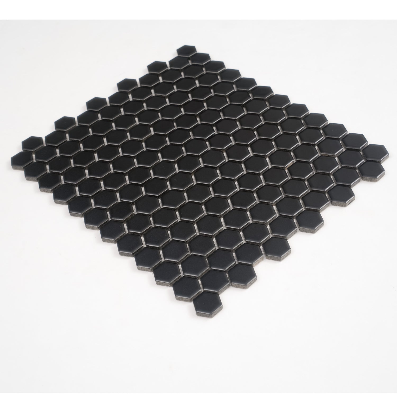 Cirkel Hex 10.2 in. x 11.8 in. Matte Black Porcelain Mosaic Wall and Floor Tile (8.36 sq ft/case) - 10 pack