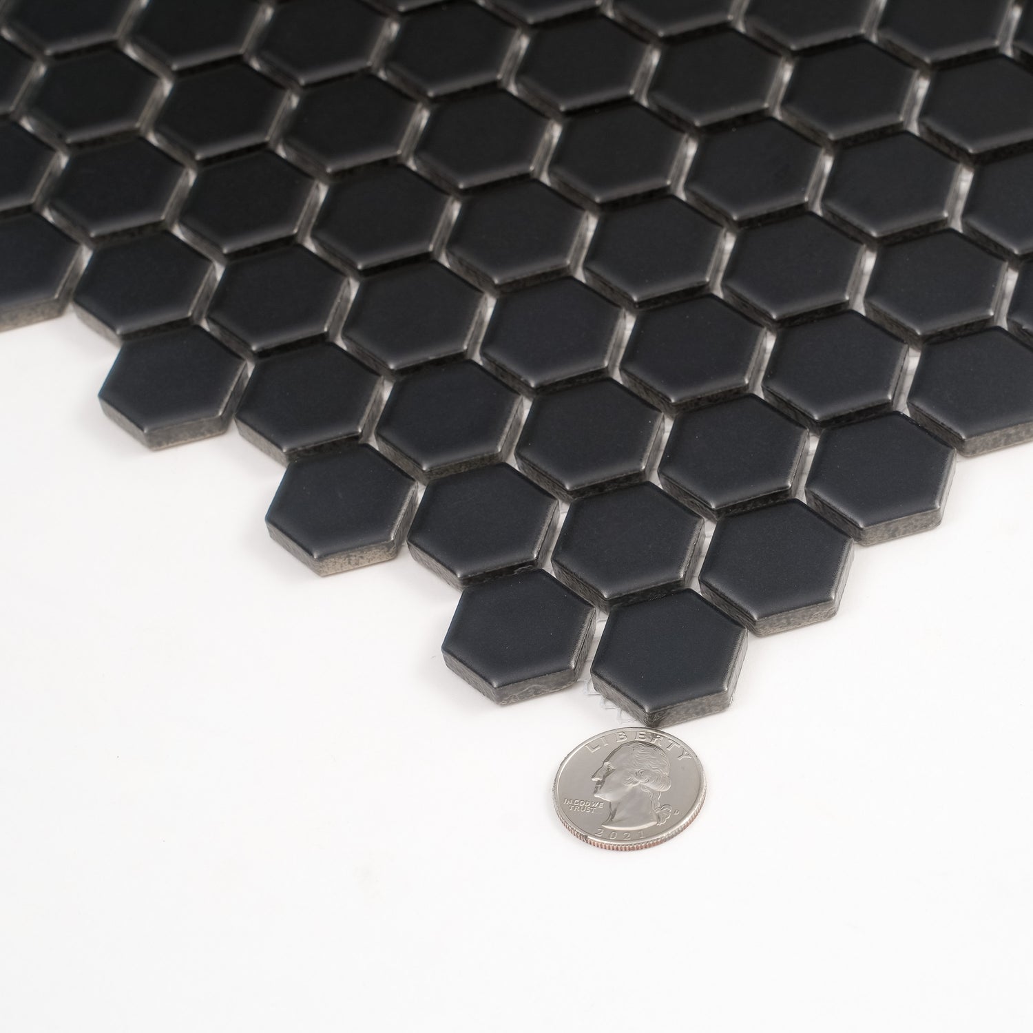 Cirkel Hex 10.2 in. x 11.8 in. Matte Black Porcelain Mosaic Wall and Floor Tile (8.36 sq ft/case) - 10 pack