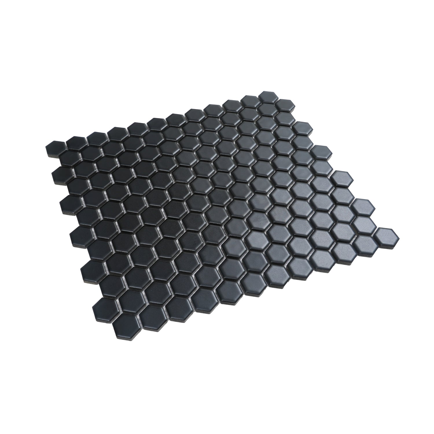 Cirkel Hex 10.2 in. x 11.8 in. Matte Black Porcelain Mosaic Wall and Floor Tile (8.36 sq ft/case) - 10 pack