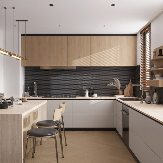 Black 10x12 Matte Hexagon Porcelain Mosaic Tile (10 pack, 8.36 sq ft/case)