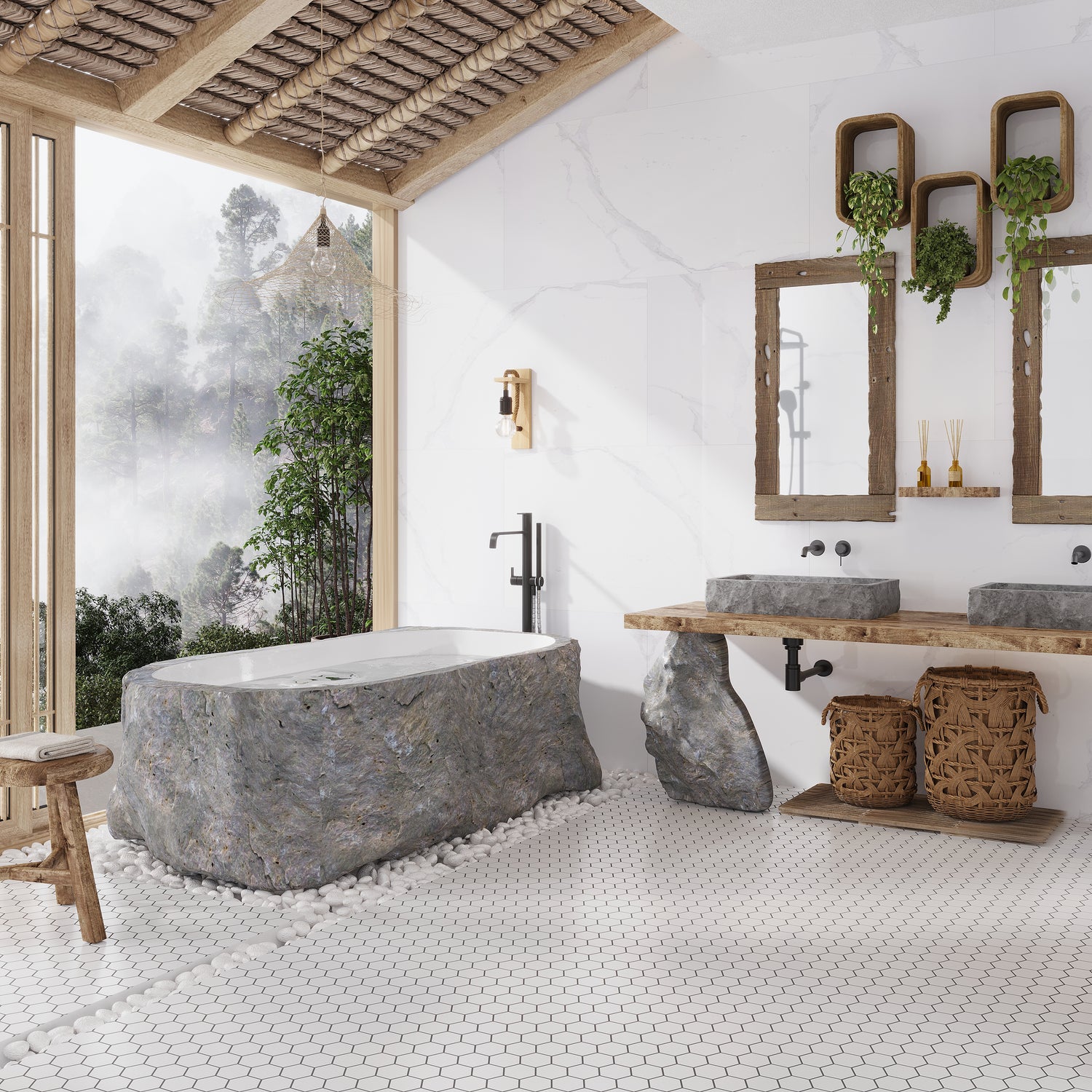 White 11x11 Matte Hexagon Porcelain Mosaic Tile (10 pack, 8.25 sq ft/case)