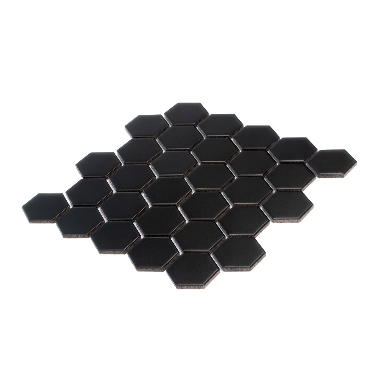 Cirkel Hex 10.7 in. x 11.1 in. Matte Black Porcelain Mosaic Wall and Floor Tile (8.25 sq ft/case) - 10 pack