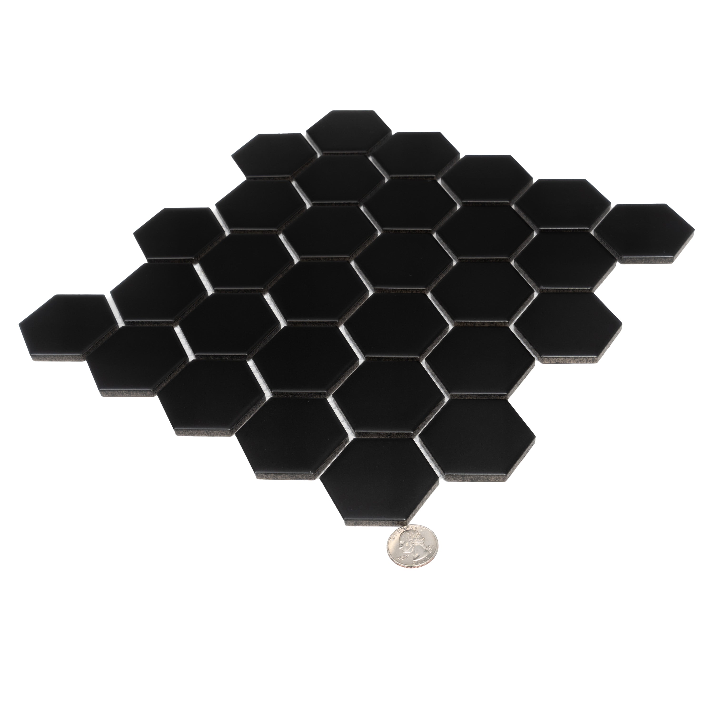 Black 11x11 Matte Hexagon Porcelain Mosaic Tile (10 pack, 8.25 sq