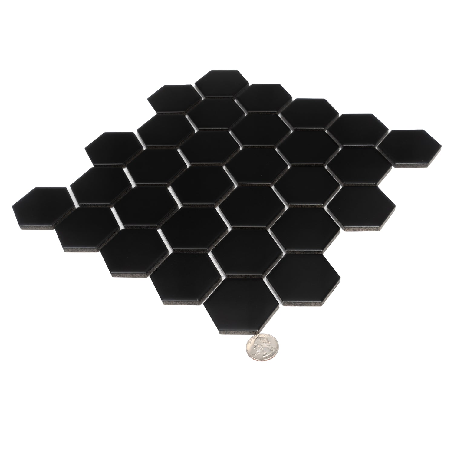 Cirkel Hex 10.7 in. x 11.1 in. Matte Black Porcelain Mosaic Wall and Floor Tile (8.25 sq ft/case) - 10 pack