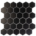 Sample - Black 11x11 Matte Hexagon Porcelain Mosaic Tile (10 pack, 8.25 sq ft/case)