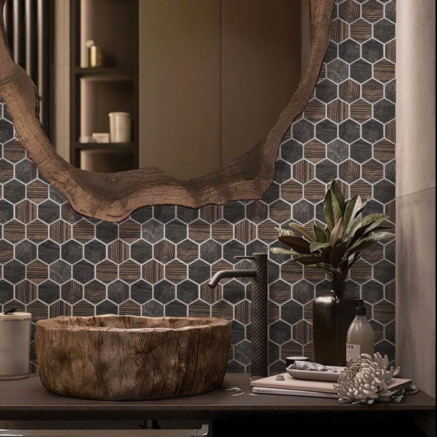 5 pack Brown 9.8-in W x 11.8-in L Matte Ceramic Wall and Floor Mosaic Tile (4.02 Sq ft/case) - Sample