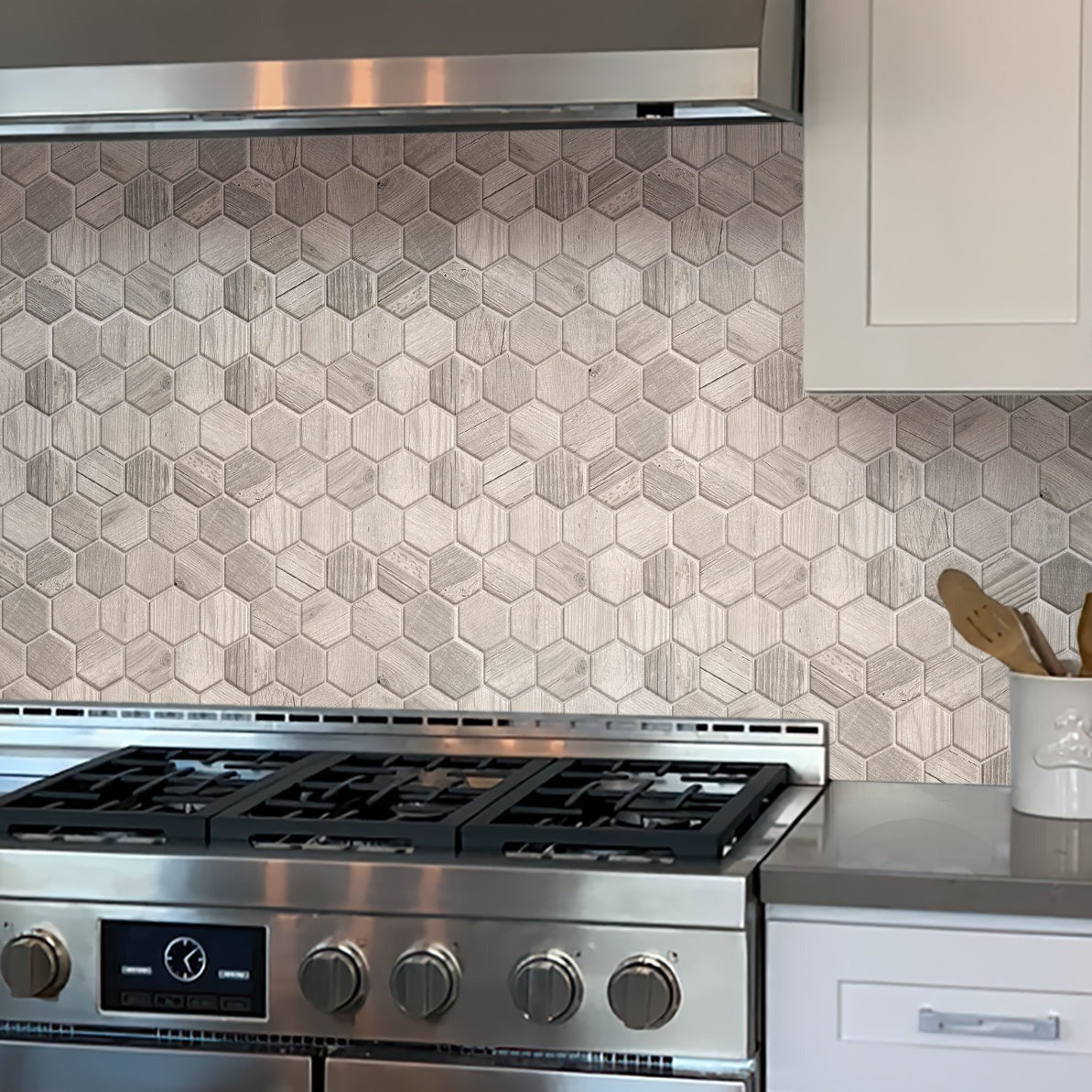 Gray 10x12 Matte Hexagon Porcelain Mosaic Tile (5 pack, 4.02 sq ft/case) - Sample