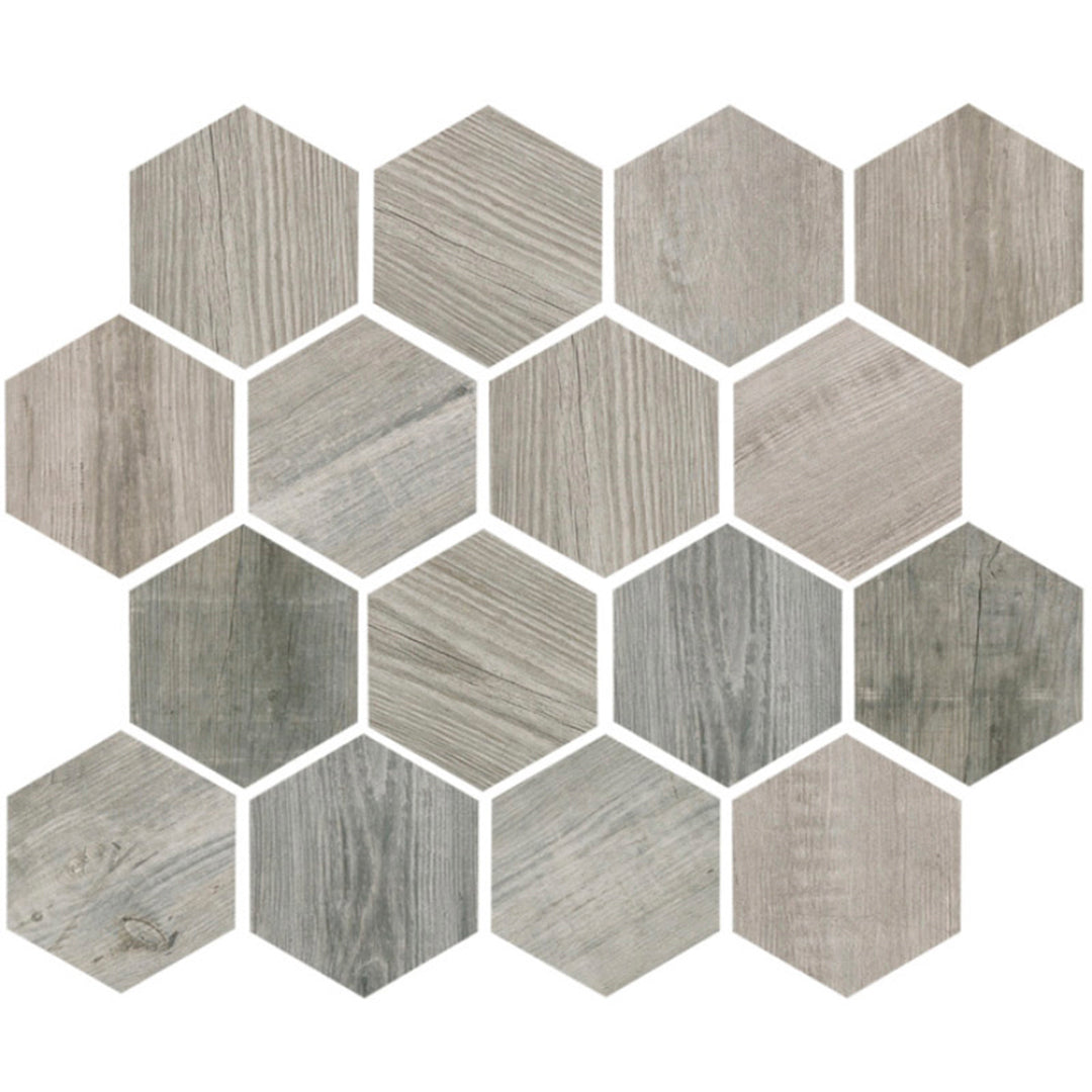 Gray 10x12 Matte Hexagon Porcelain Mosaic Tile (5 pack, 4.02 sq ft/case) - Sample