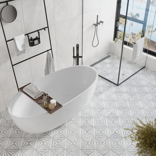 Dolomite, Ice Grey 12x12 Honed Geometric Starburst Mosaic Tile (5 sq ft/case, 5-Pack)